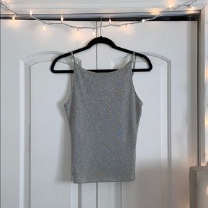 Silver glitter tank top